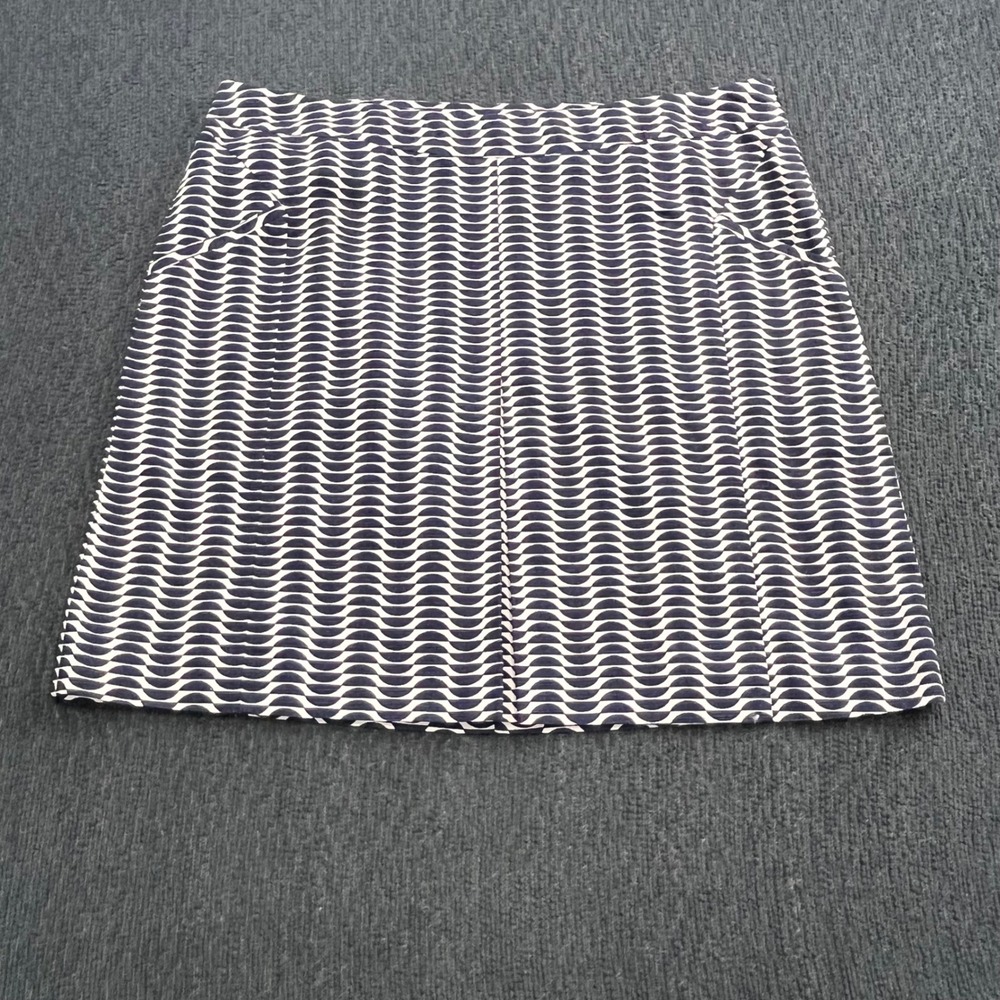 Boden Navy White Scallop Wave Print A-Line Skirt Pockets WG580 Womens 18L XL